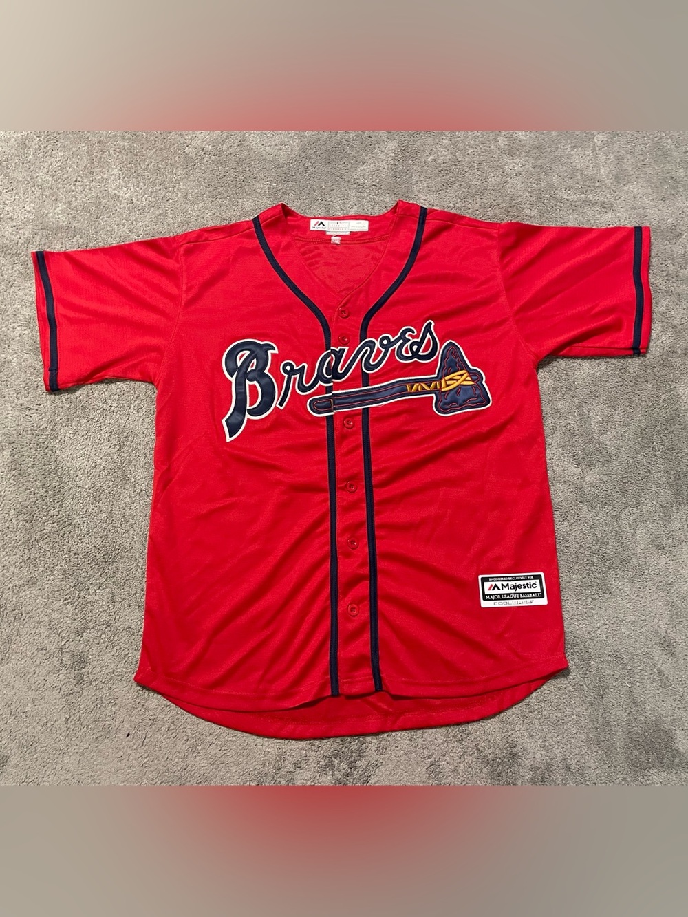 Majestic Atlanta Braves Cool Base Jersey Mens L Red #12 MLB Sewn